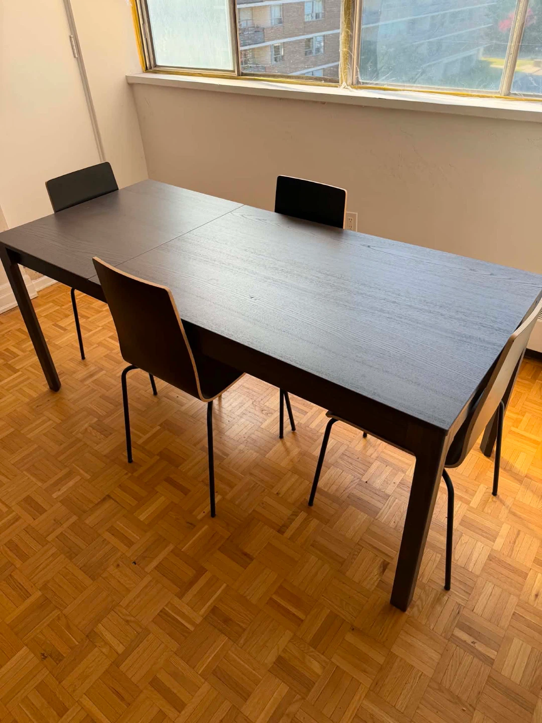Extendable Dining Table with 4 Black Chairs - photo 3