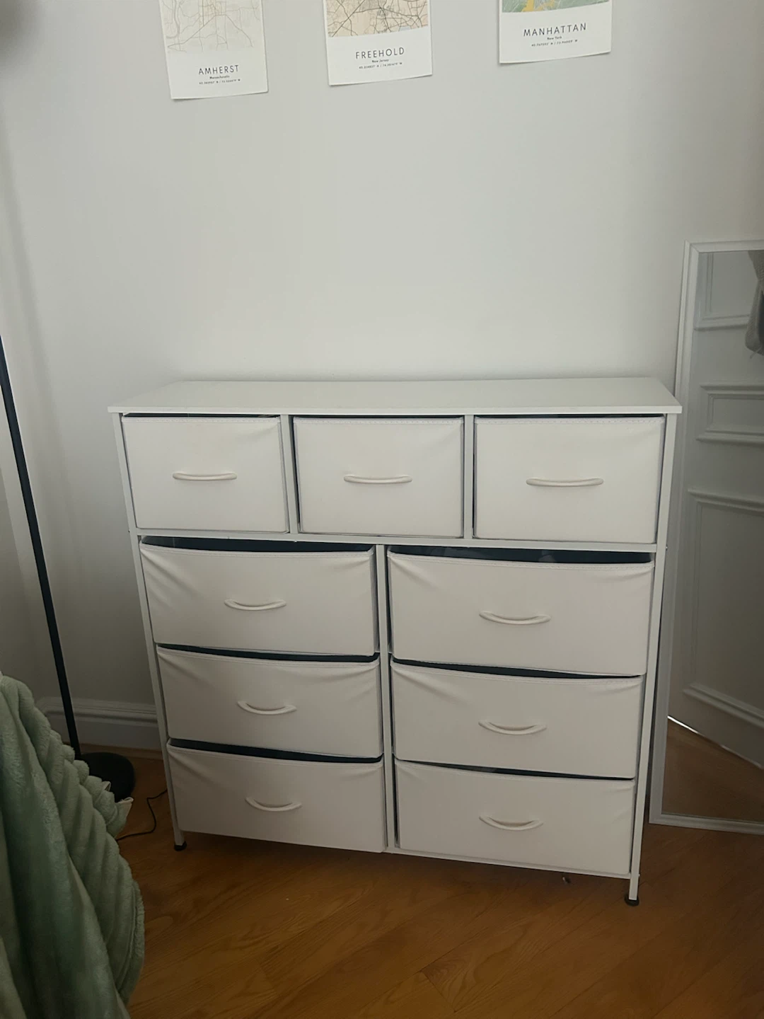White Fabric Dresser with 9 Drawers