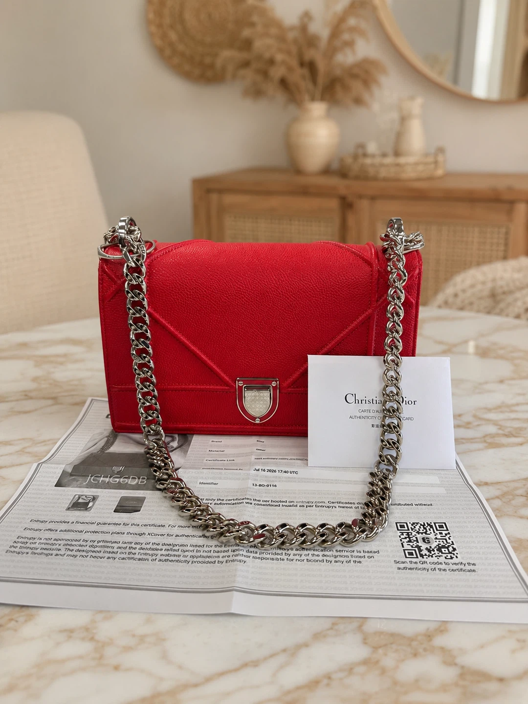 Christian Dior Small Diorama Red Shoulder/Crossbody Bag