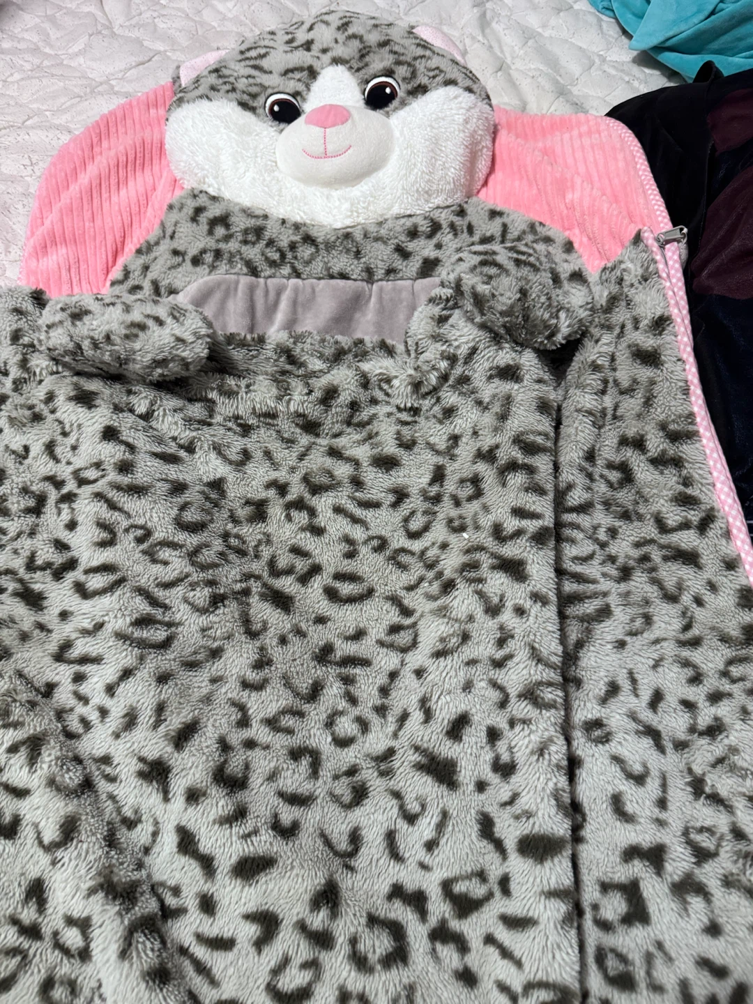 Plush Snow Leopard Sleeping Bag with Pillow - photo 2