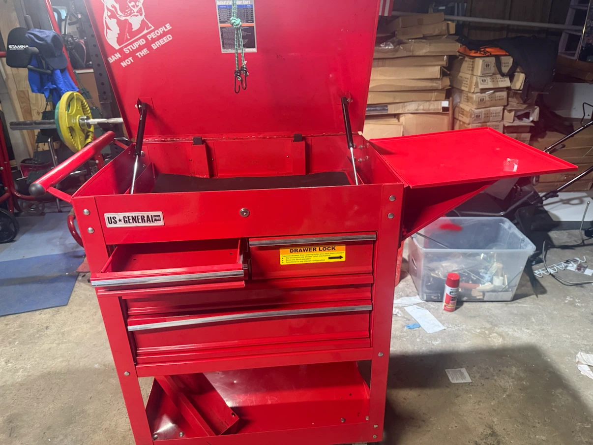 US General Red Tool Chest Cart
