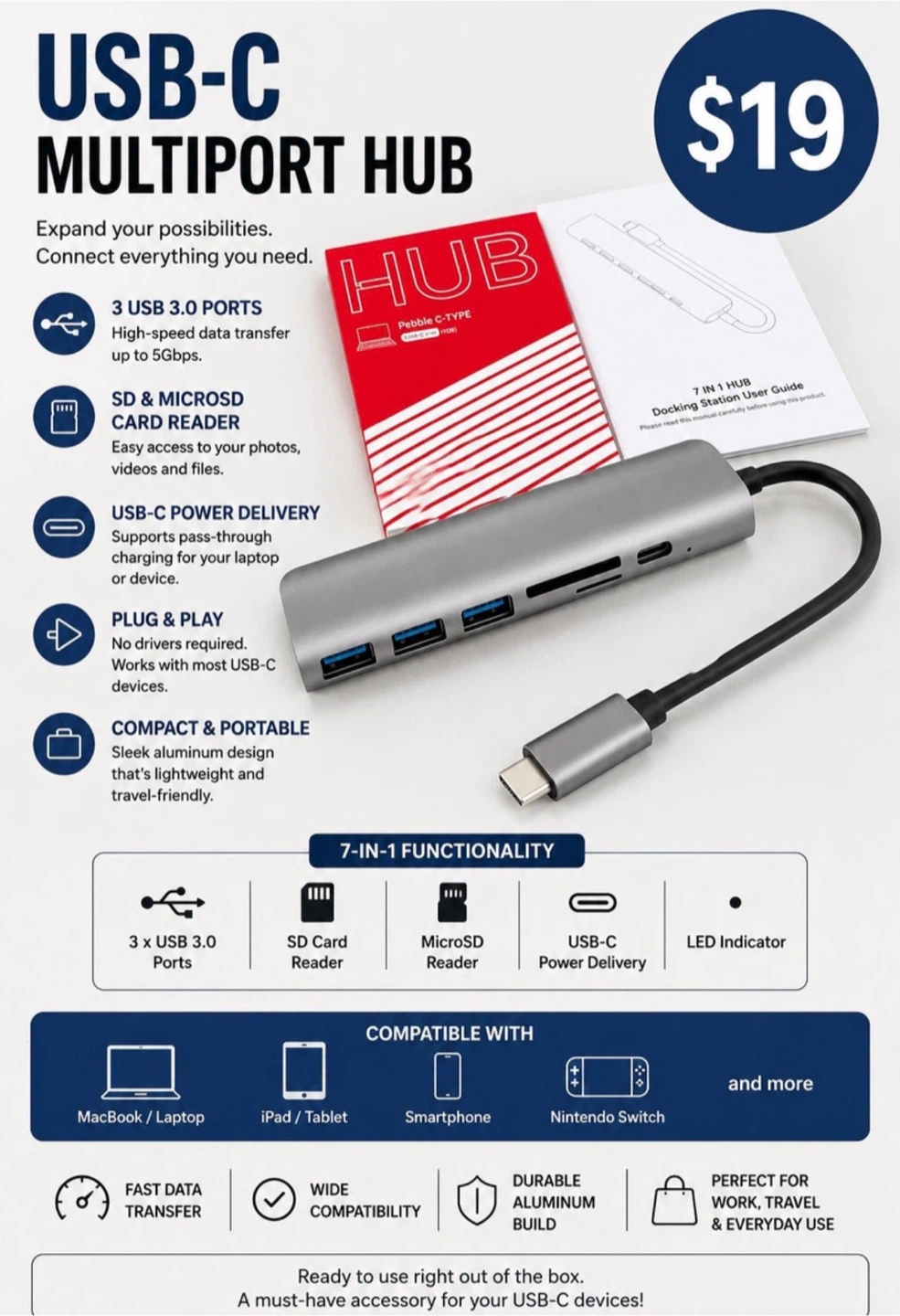WALNEW USB-C Multiport Hub 7-in-1
