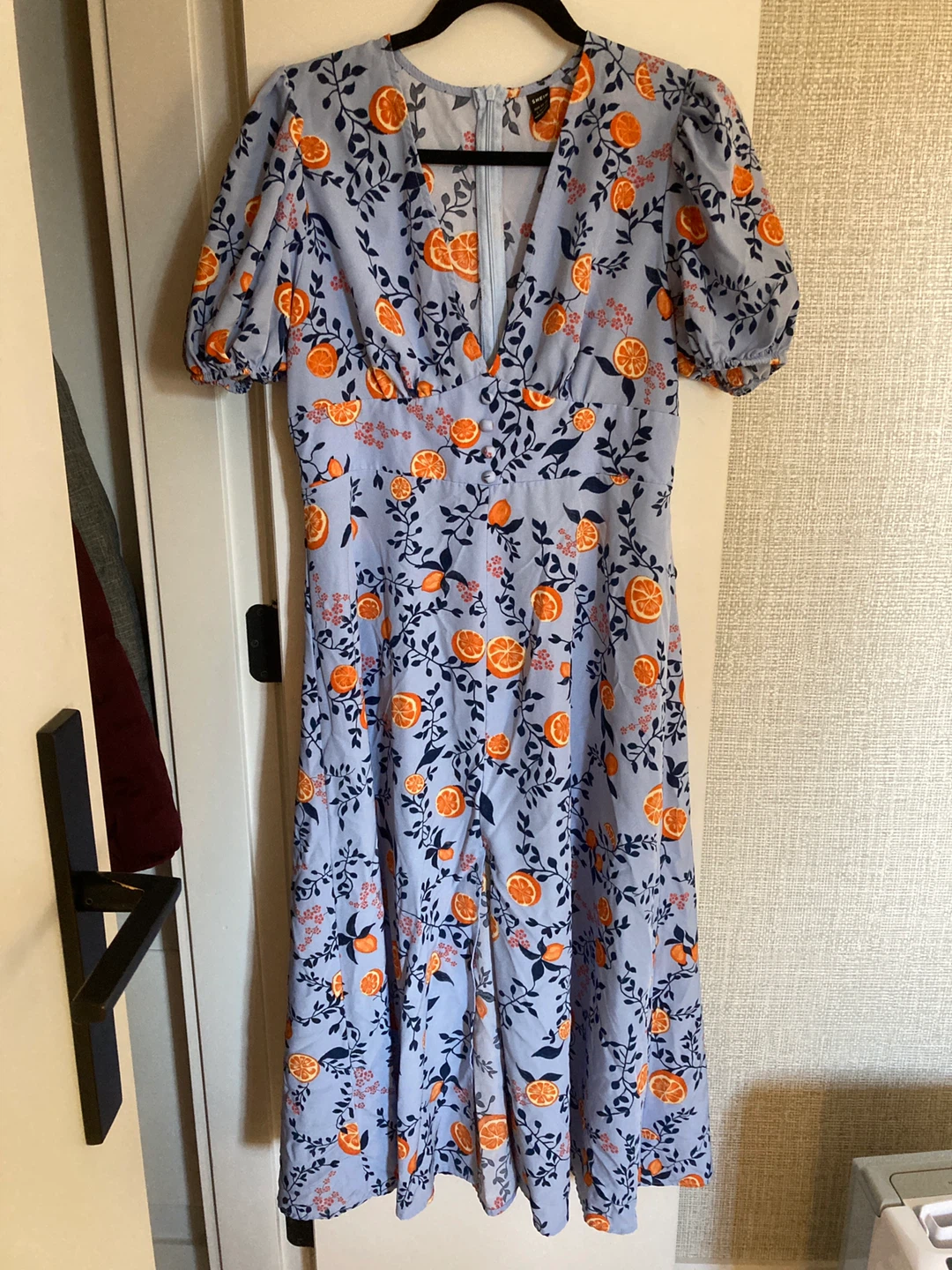 SHEIN Orange Print Midi Dress