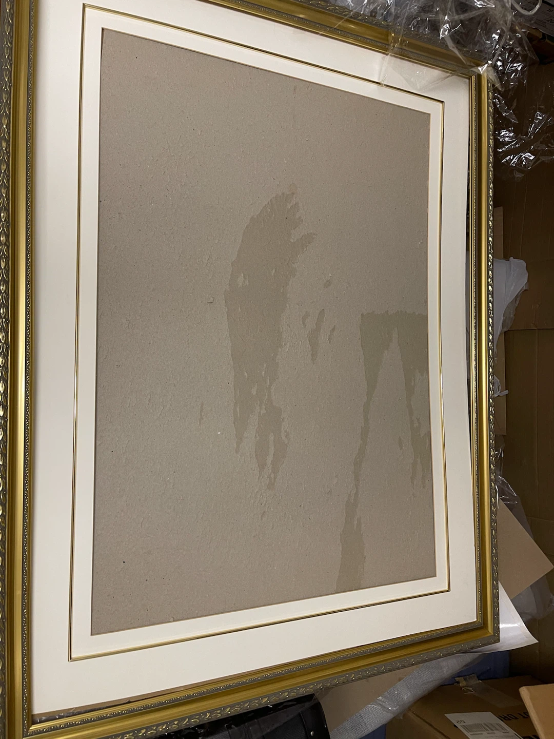 Gold Ornate Picture Frame with Mat and PVC rigid plastic glass