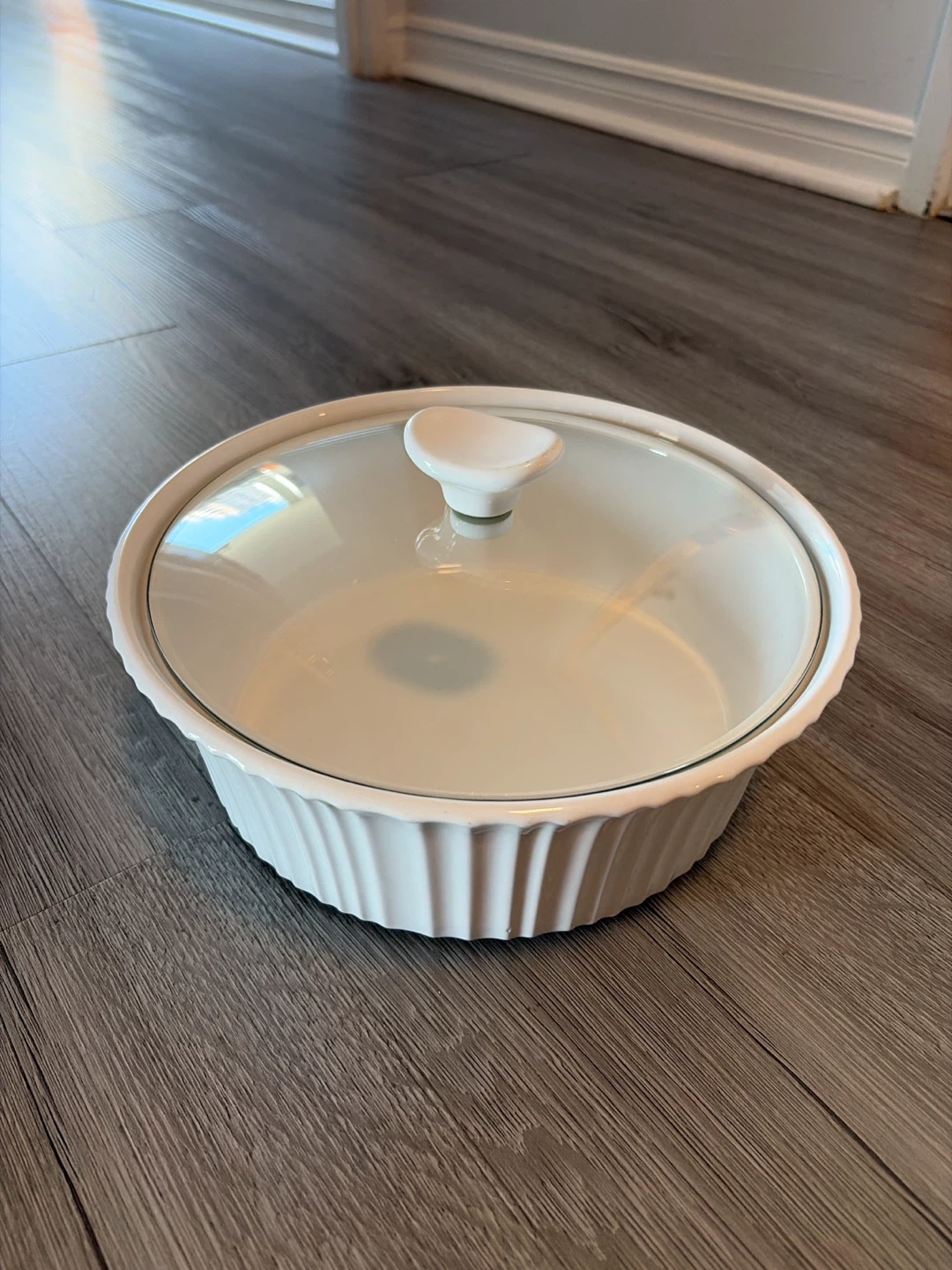 White Ceramic Baking Dish with Glass Lid