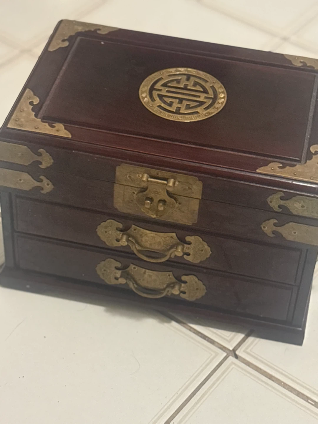 Wooden Jewelry Box with Brass Accents - photo 3