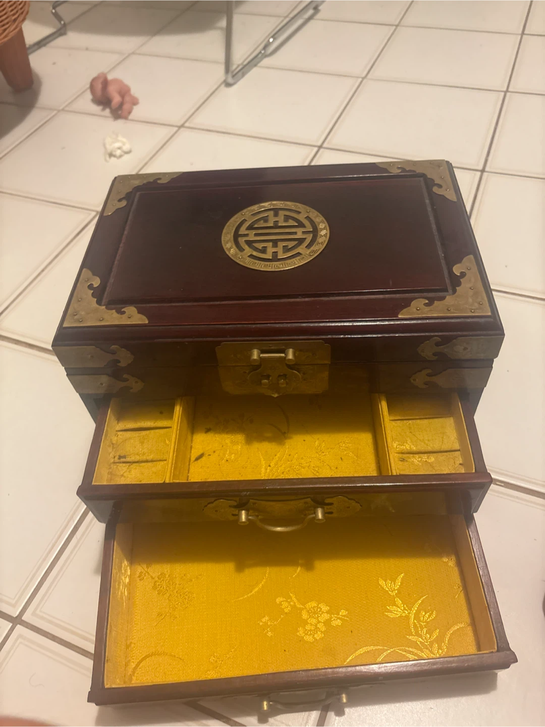 Wooden Jewelry Box with Brass Accents - photo 5