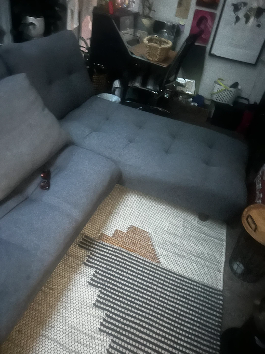 Grey Tufted Sectional Sofa - way fair
