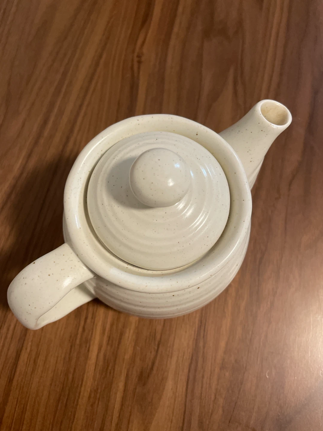 Cream Speckled Ceramic Teapot with Infuser - photo 2