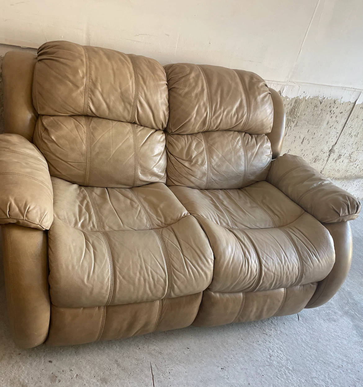 Tan Leather Reclining Sofa