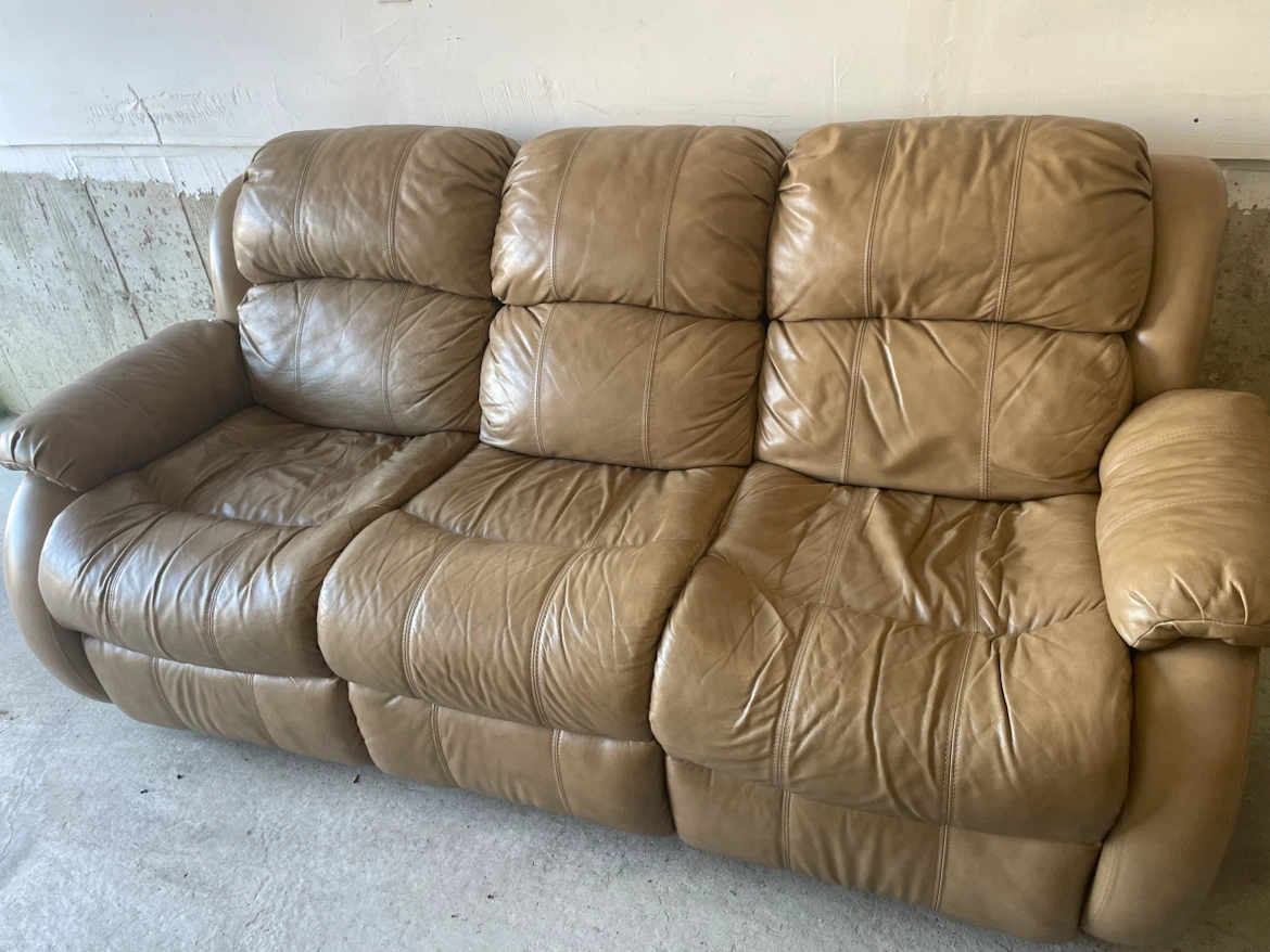 Tan Leather Reclining Sofa - photo 2