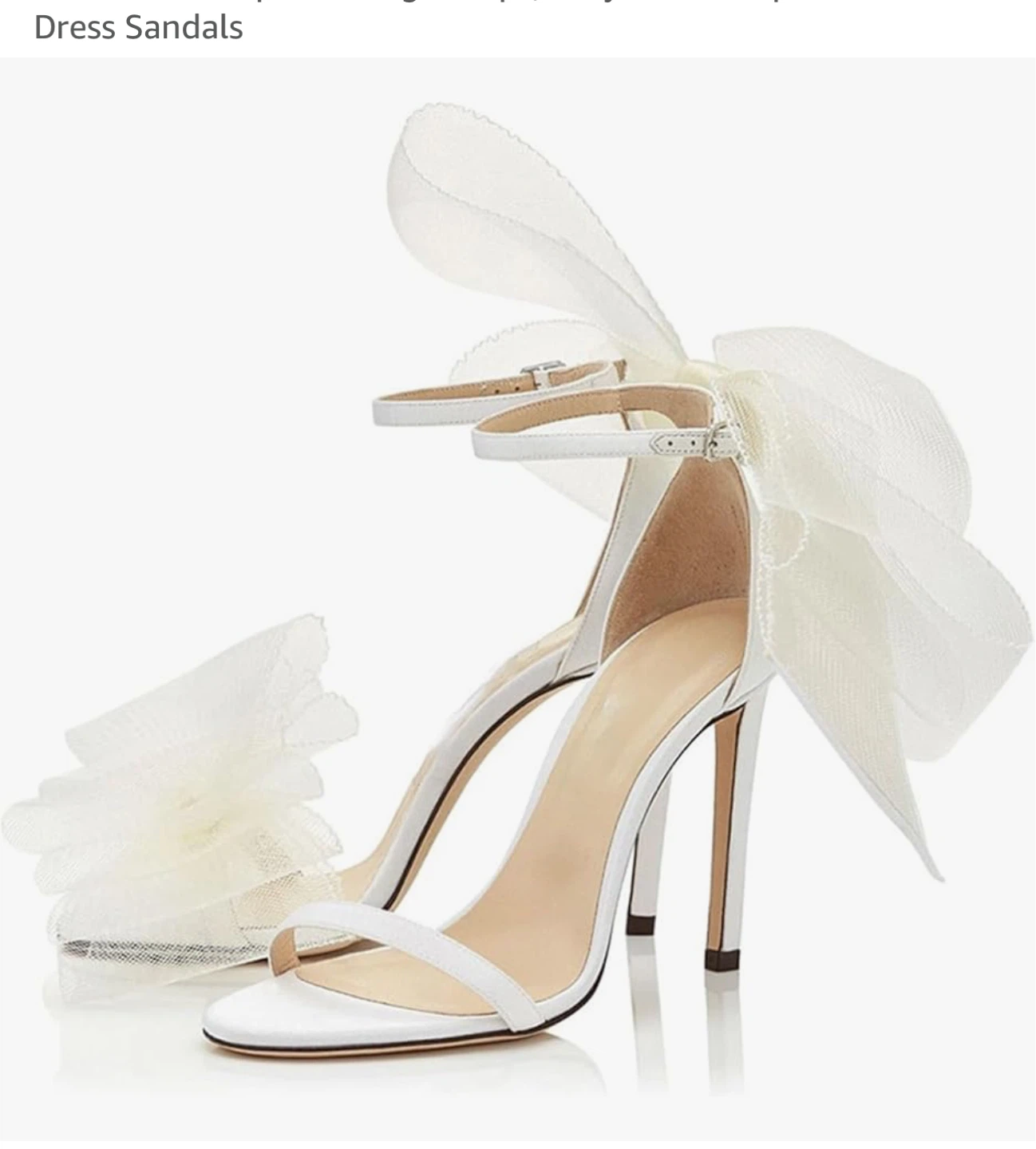 Women's White High Heel with Bow-size 7.5
