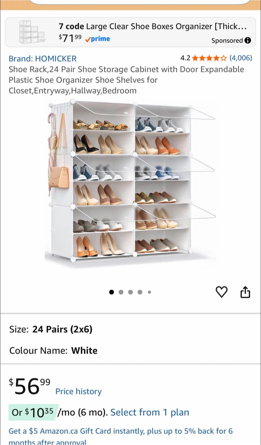HOMICKER Shoe Rack - White - 24 Pair Organizer - photo 2