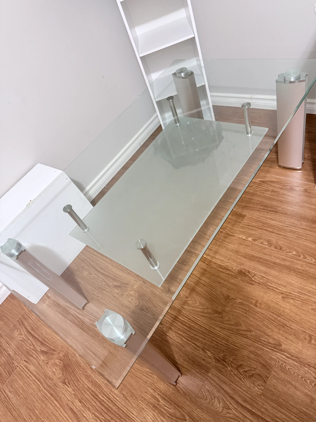Glass Coffee Table with Silver Legs