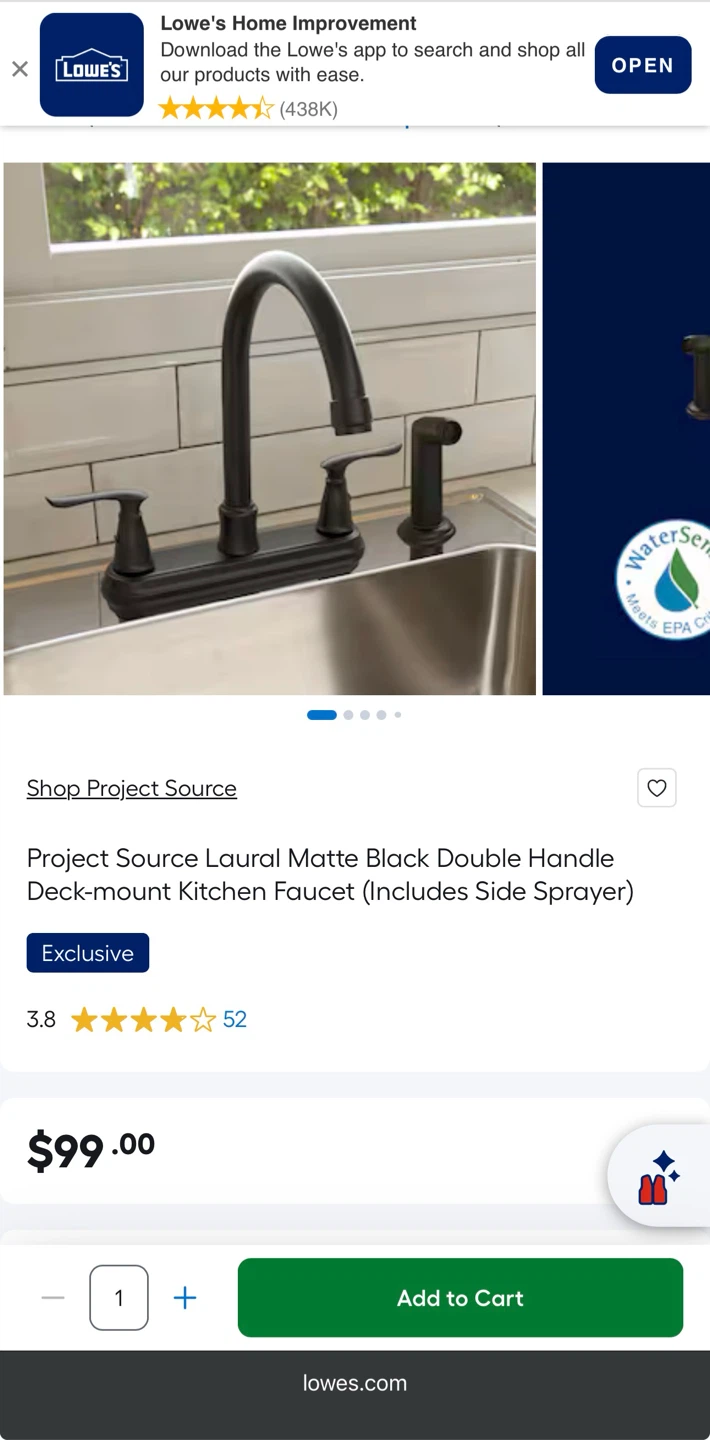 NEW Matte Black Kitchen Faucet - Project Source - photo 3