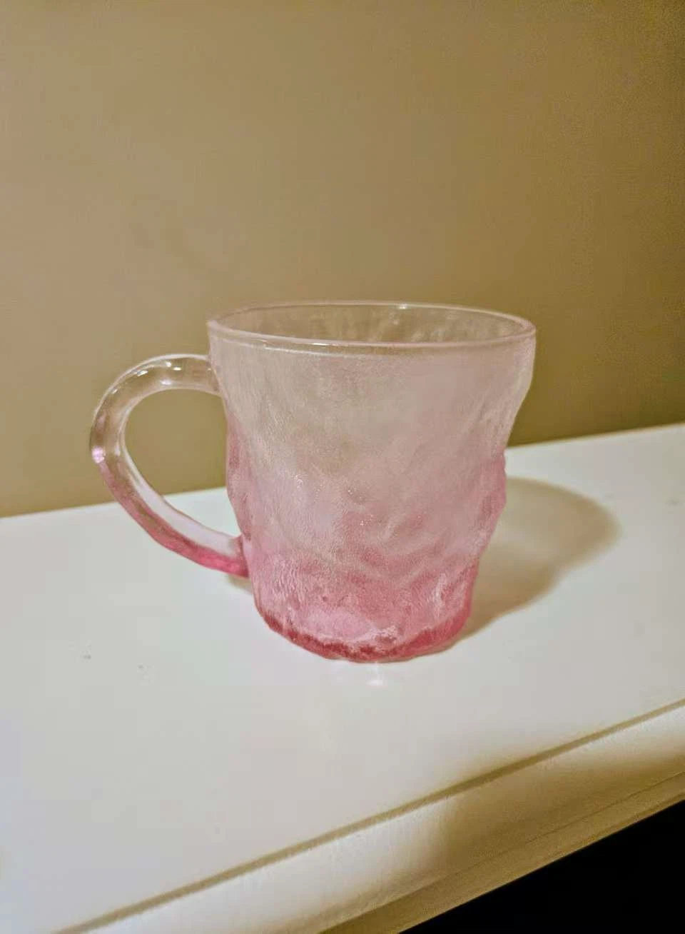 Pink Textured Glass Mug - NEED TO SELL EVERYTHING