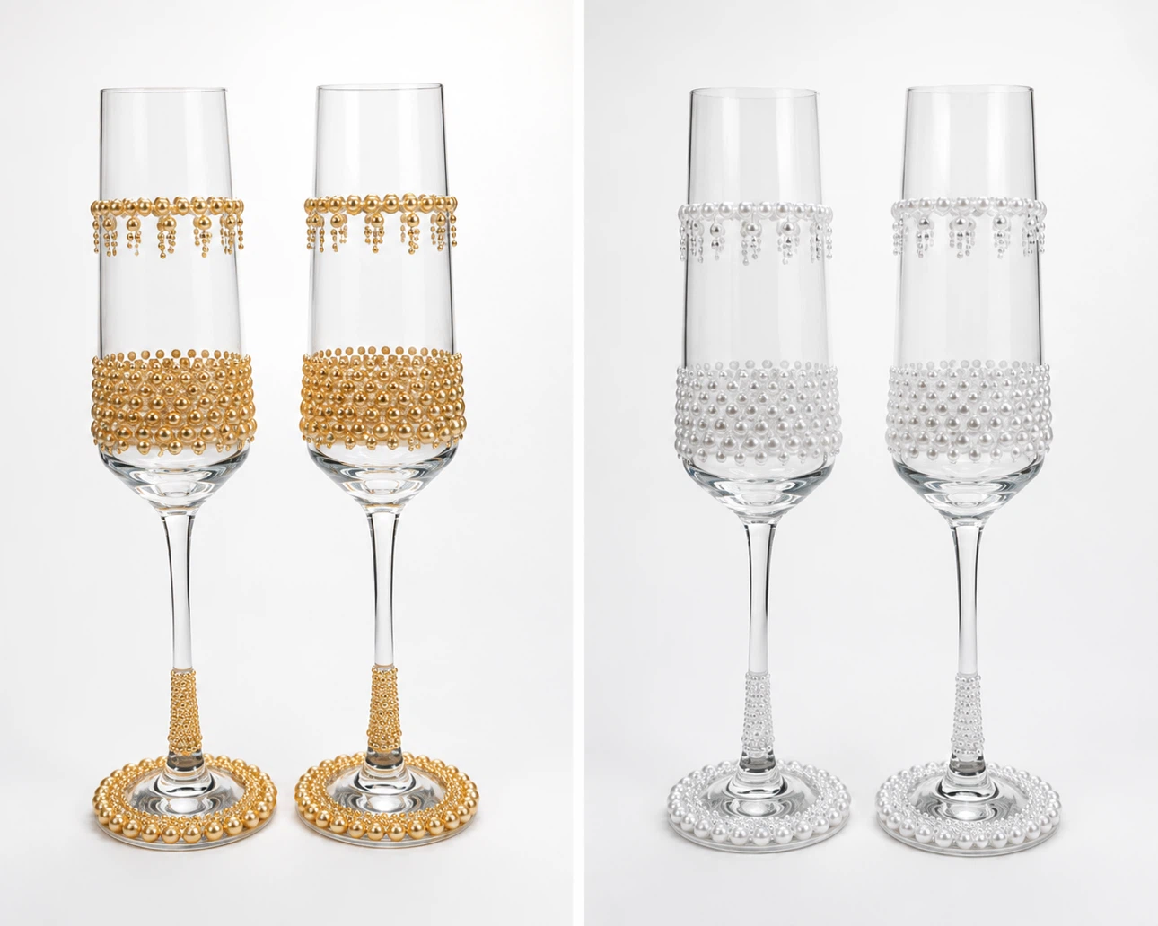 Set of 2 Wedding Toasting Flutes with Pearls - photo 2