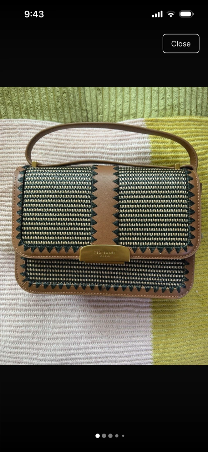 Ted Baker Brown Leather & Woven Crossbody Bag