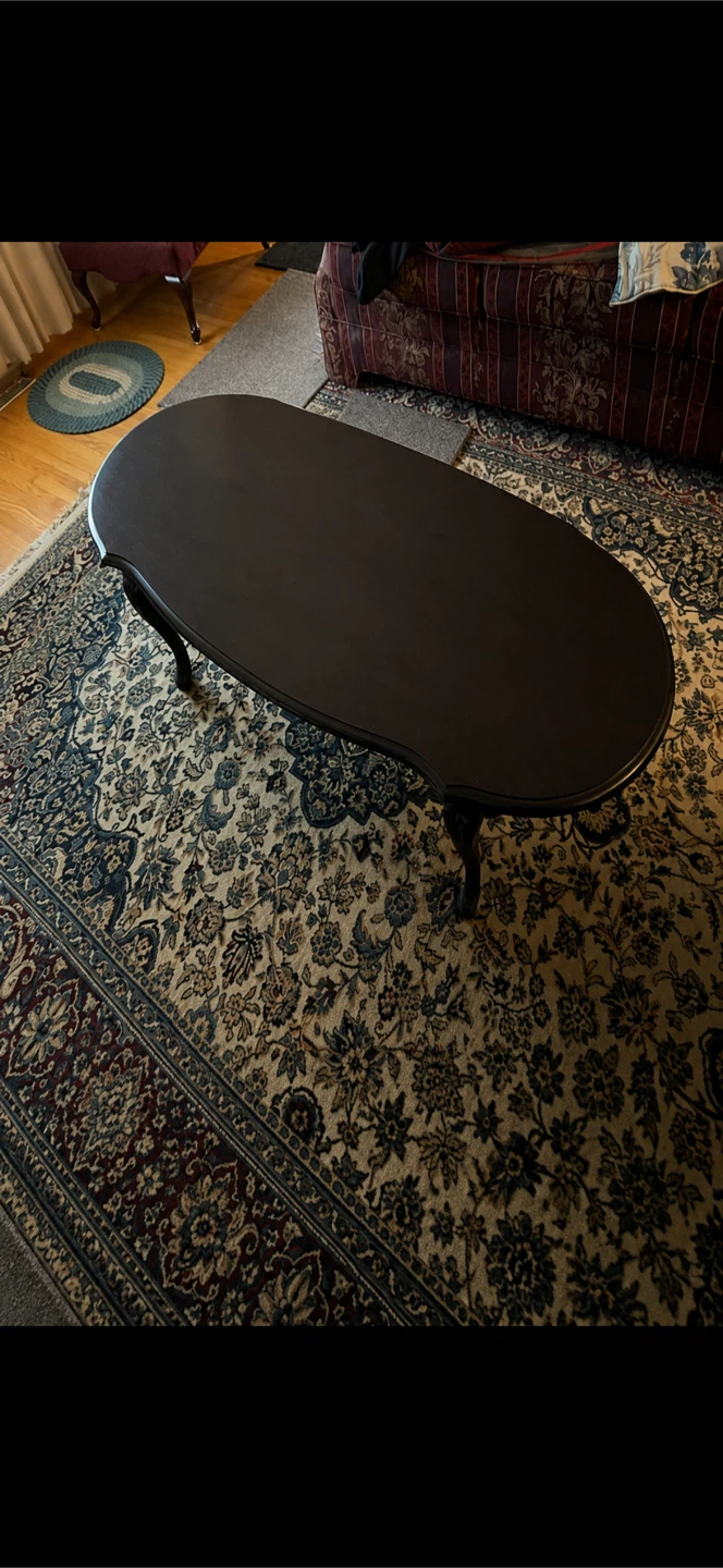 Dark Wood Oval Coffee Table