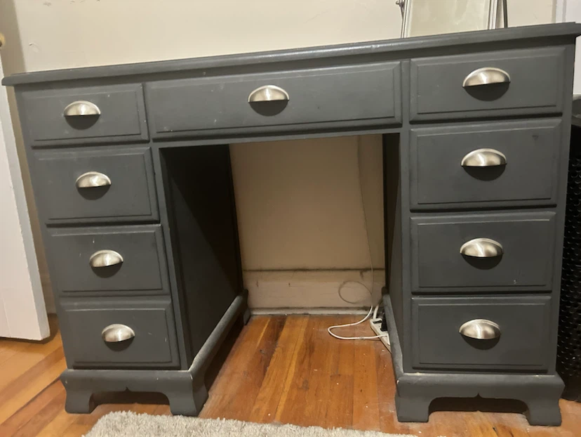 Gray Desk with Drawers