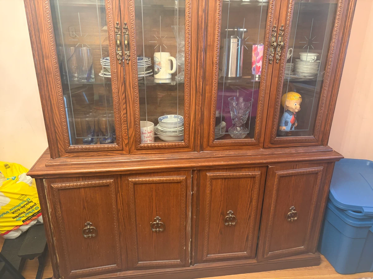 Wooden China Cabinet with Glass Doors