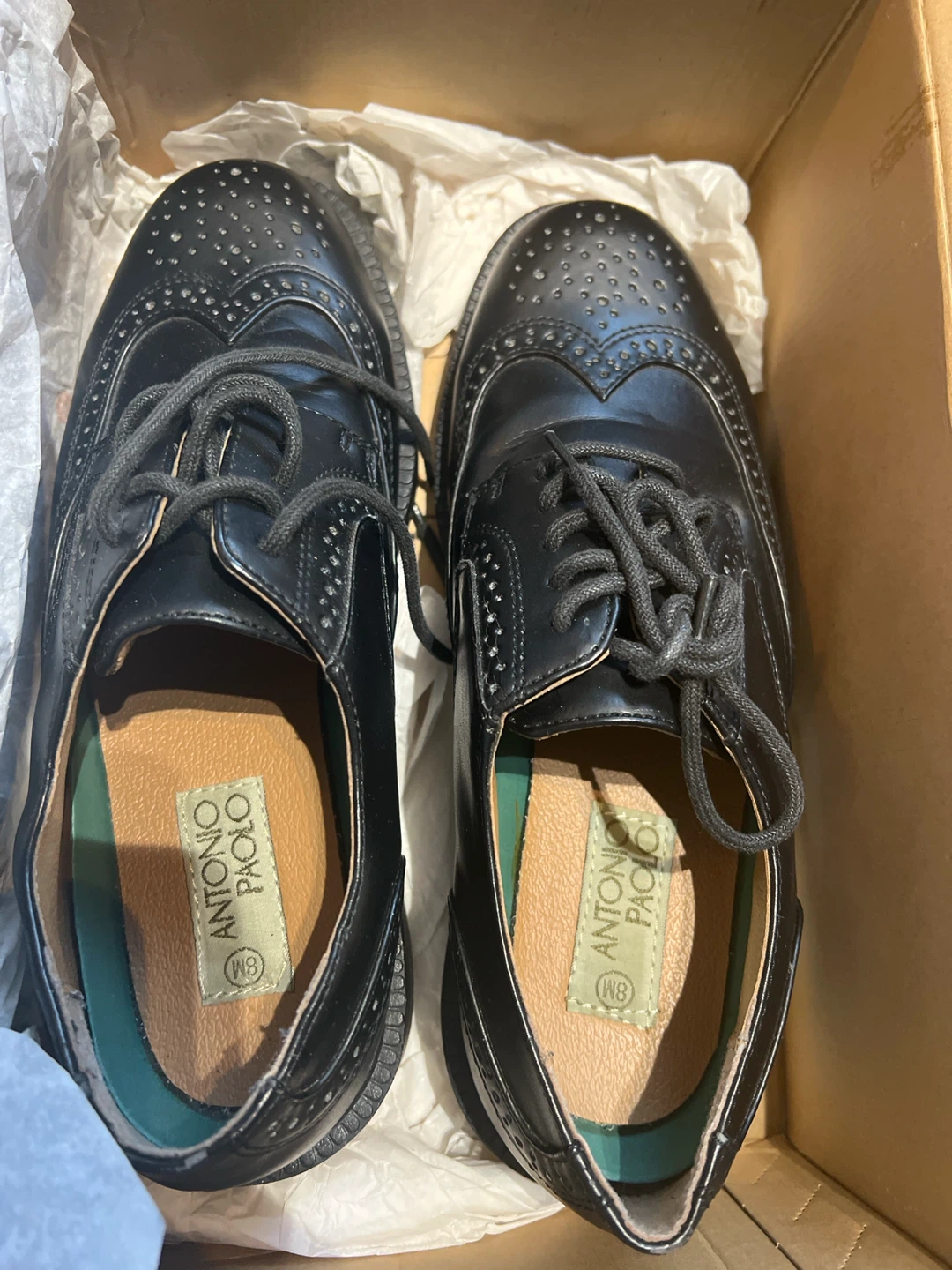 Antonio Paolo Black Wingtip Brogues Size 8M