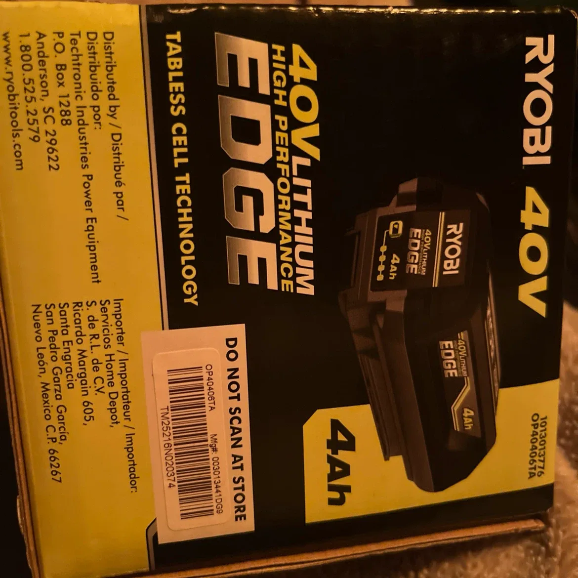 Ryobi 40V 4Ah Lithium High Performance EDGE Battery - photo 2