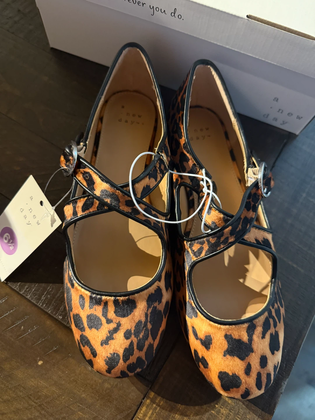 New with tags! A New Day Leopard Print Mary Jane Flats Size 6.5 - photo 2