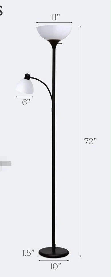 Mainstays Floor Lamp with Reading Light - Black - photo 2