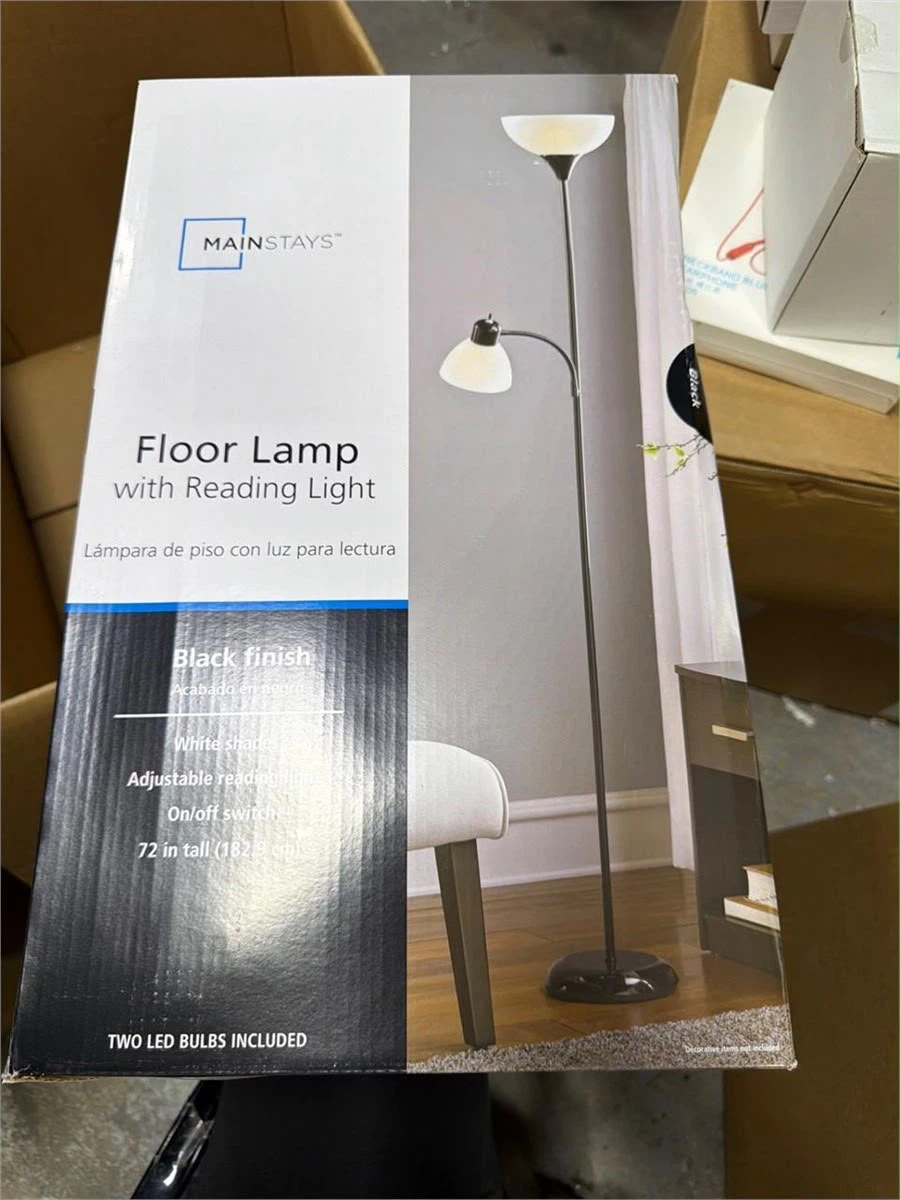 Mainstays Floor Lamp with Reading Light - Black - photo 5