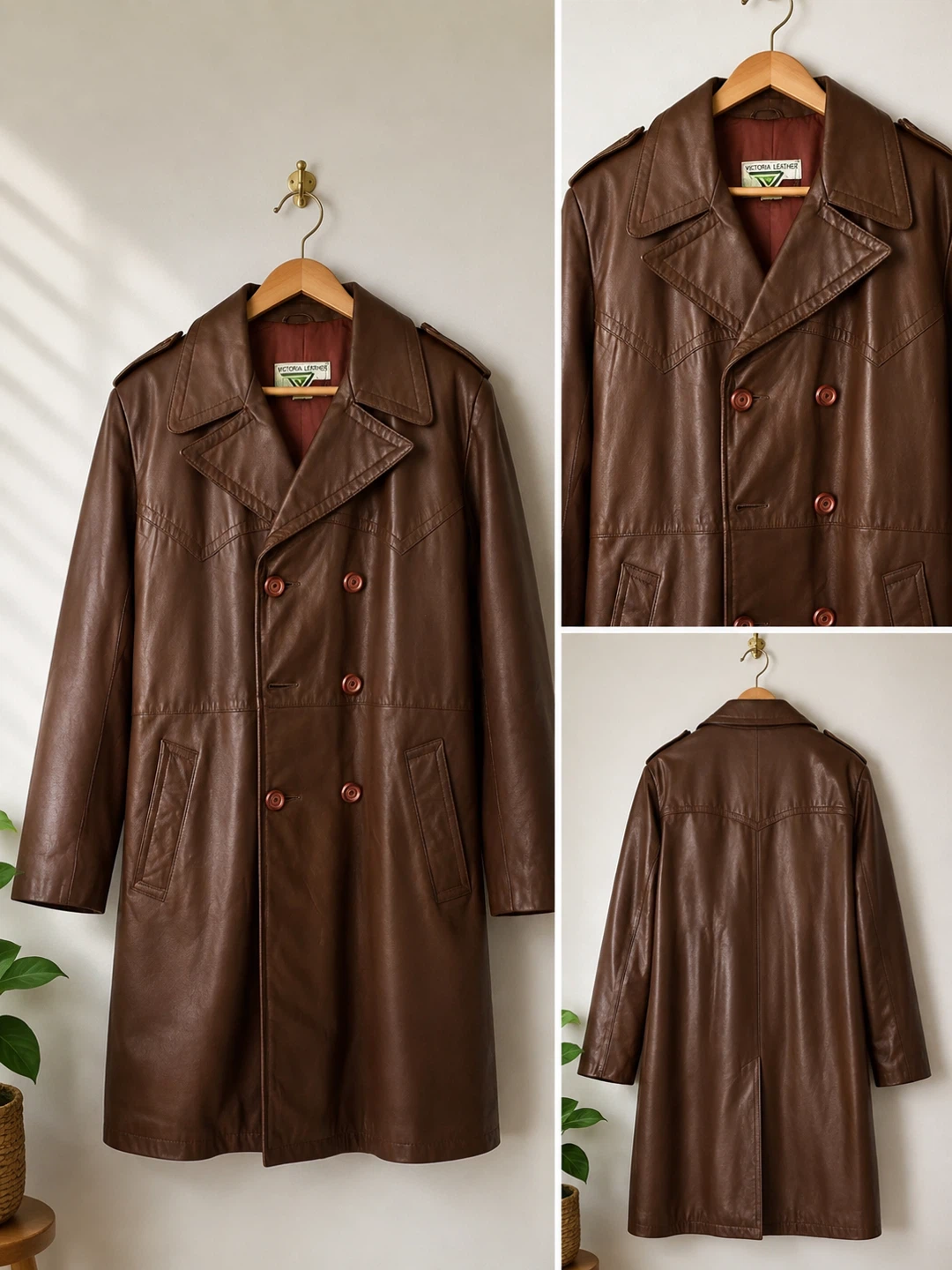 Leather Brown Jacket Trench Coat