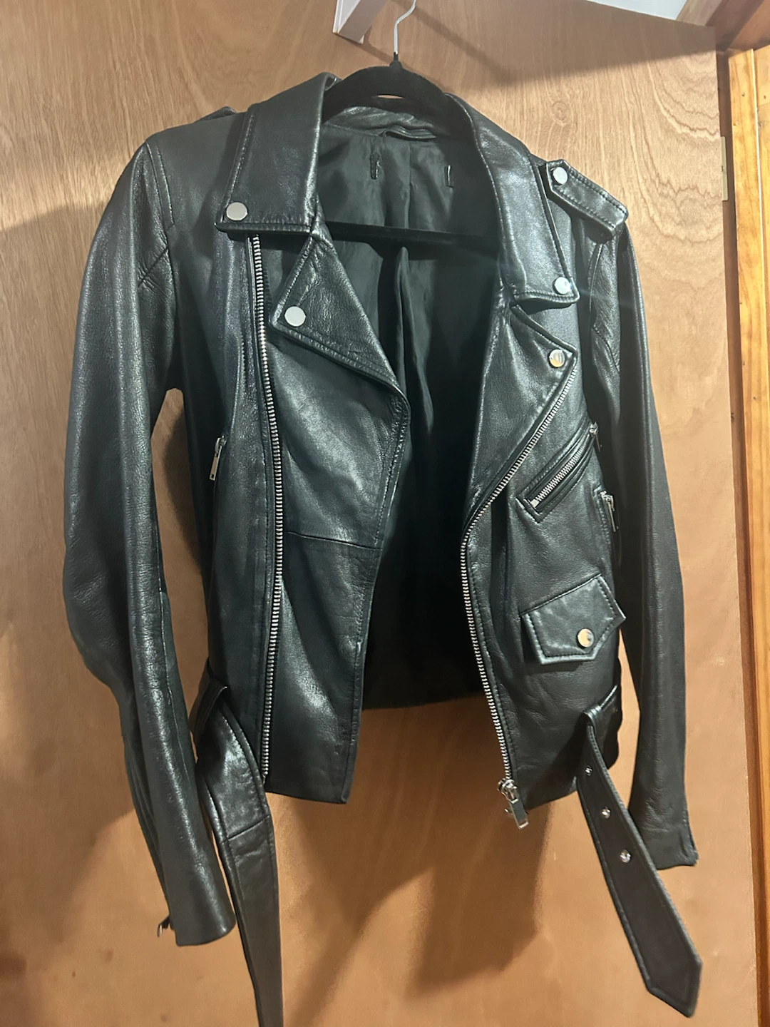 Black Leather Biker Jacket - photo 2