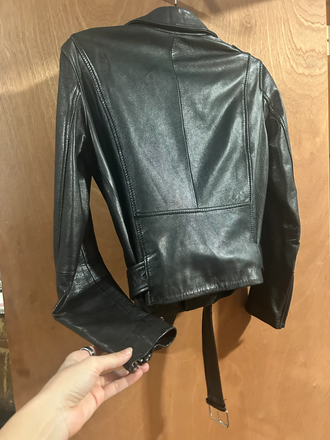 Black Leather Biker Jacket - photo 3