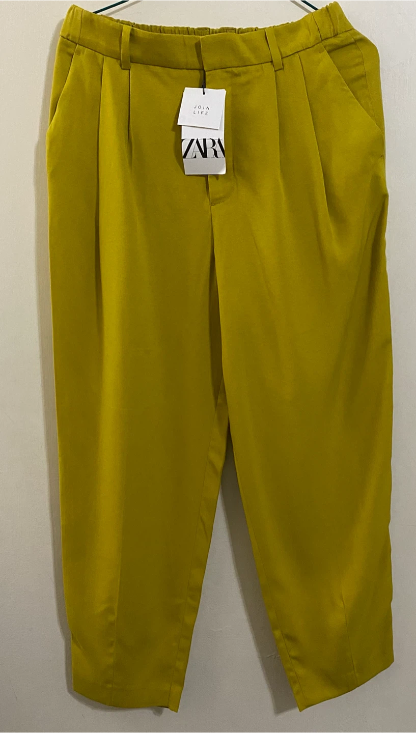 Zara Yellow Cropped Trousers Size S