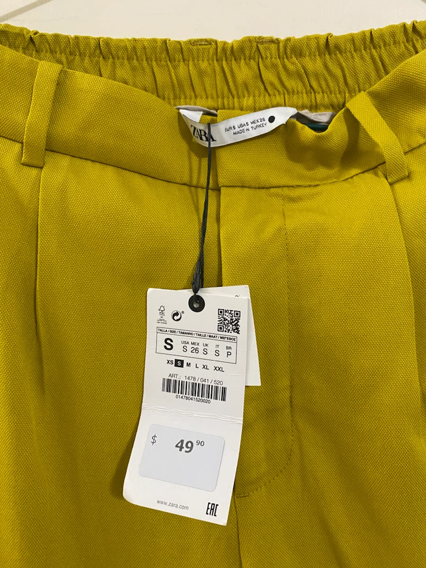 Zara Yellow Cropped Trousers Size S - photo 2