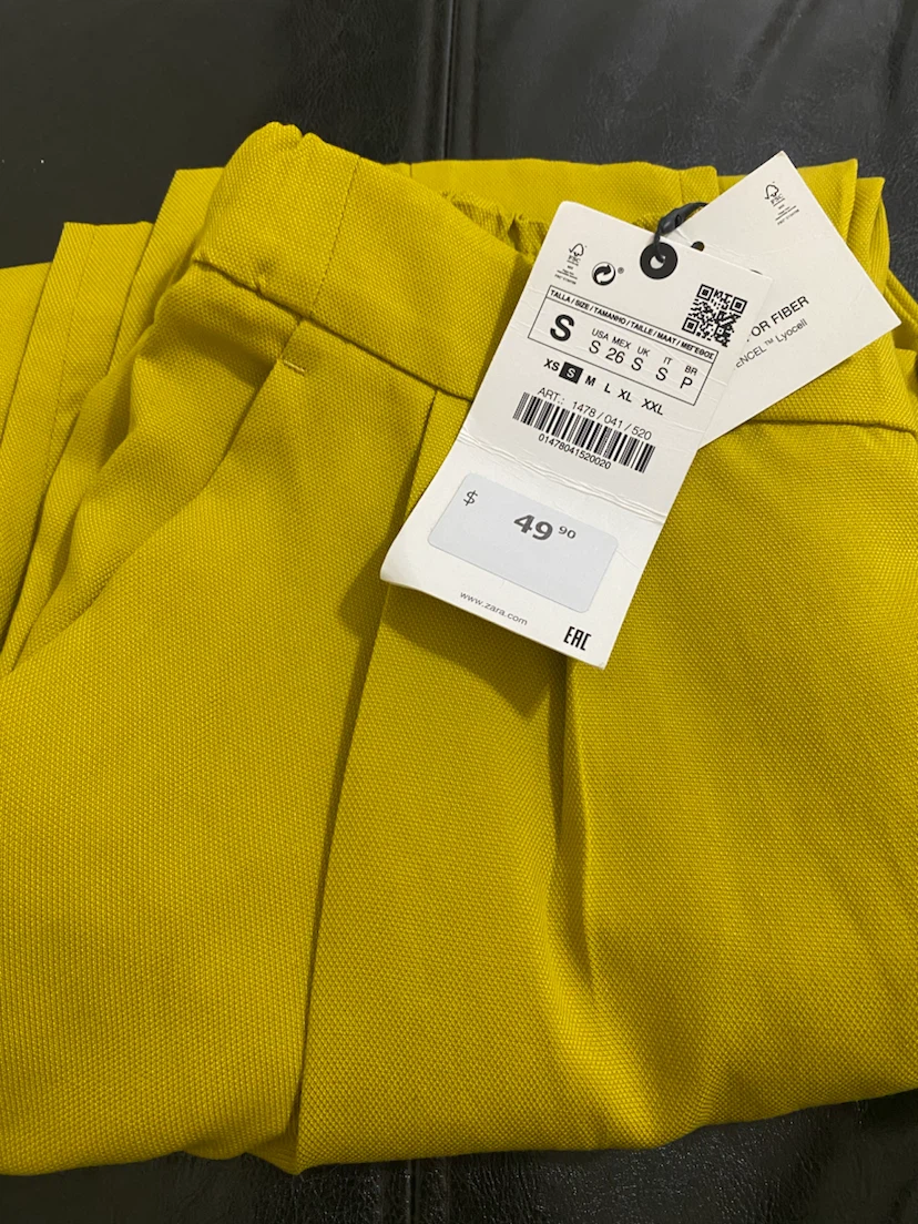 Zara Yellow Cropped Trousers Size S - photo 4