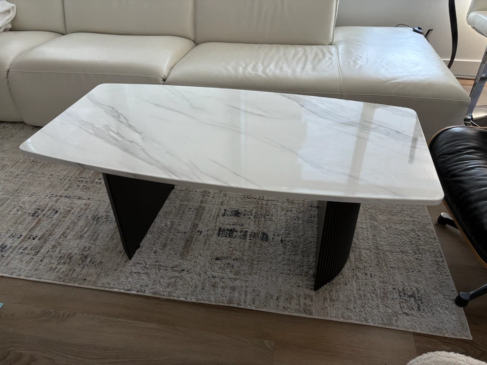 Marble Top Coffee Table with Black Fluted Base - photo 4