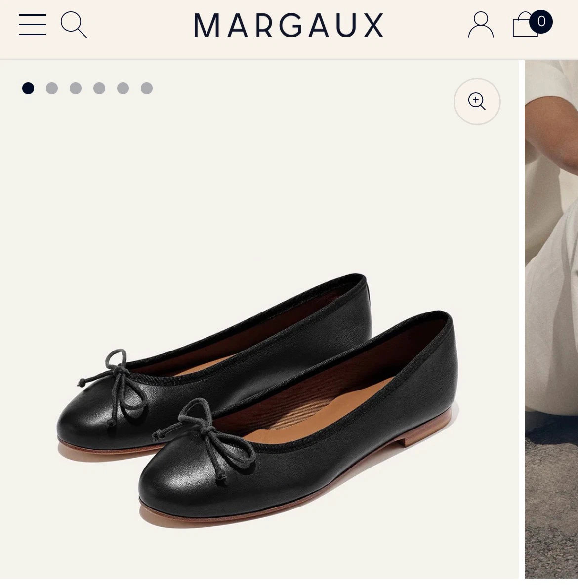 Margaux Black Leather Ballet Flats