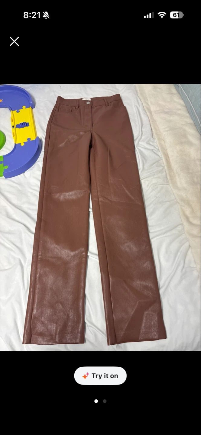 Brown Faux Leather Pants size 00