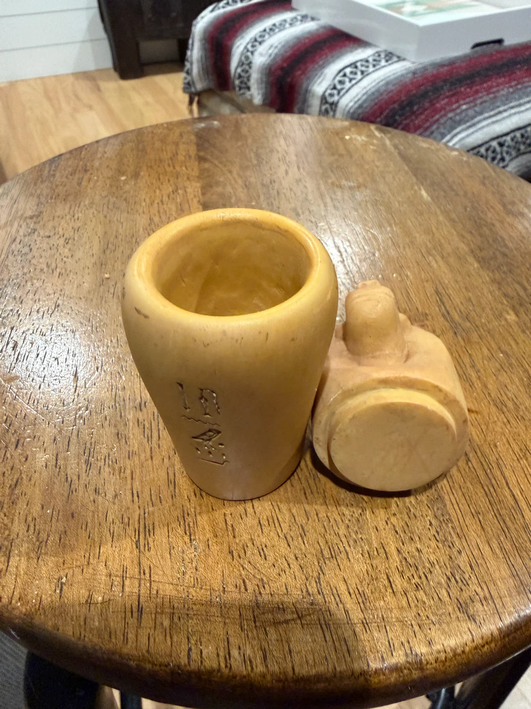 Egyptian Canopic Jar Style Container with Monkey Lid - photo 5