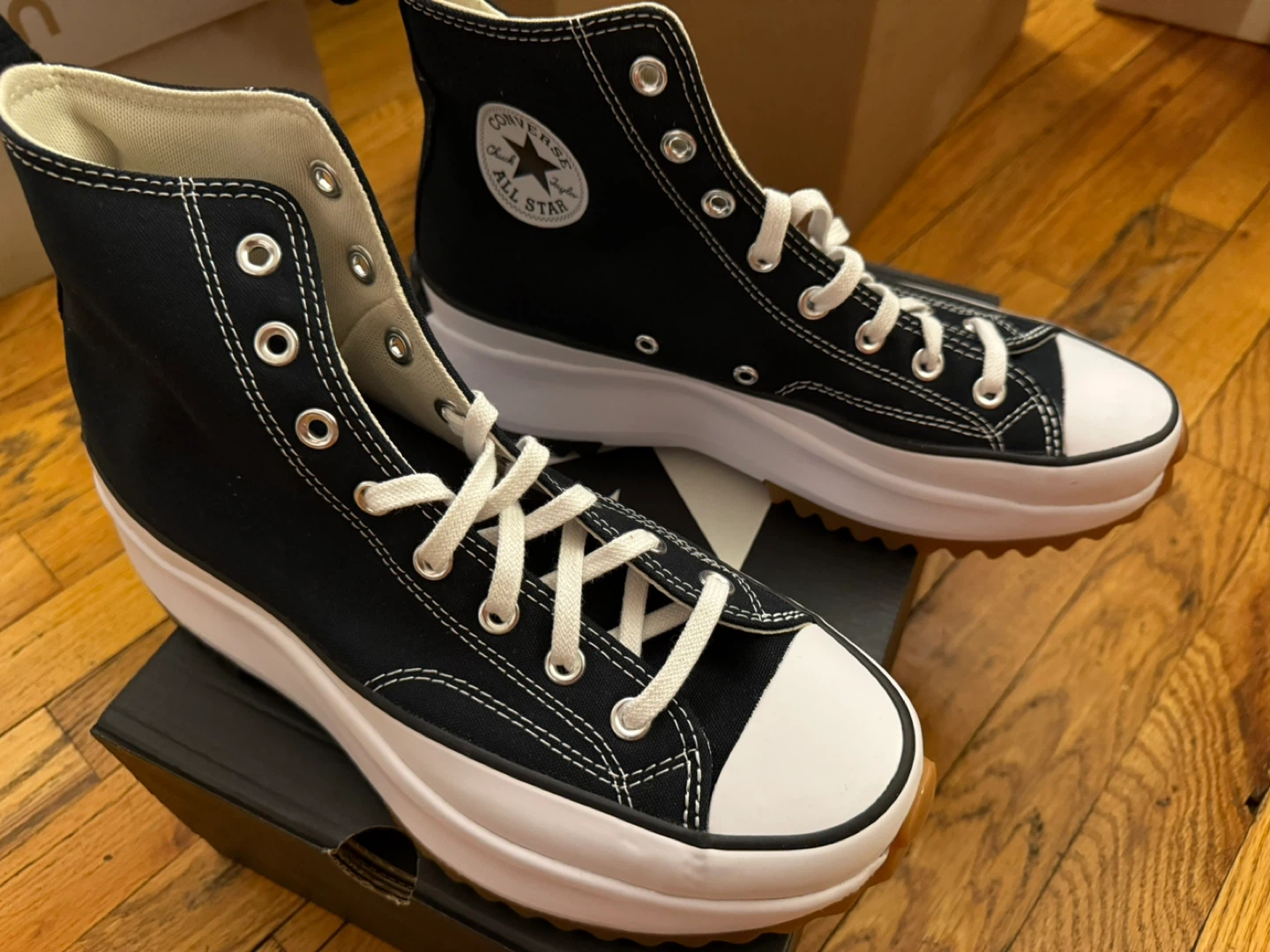 Converse Run Star Hi Black/White/Gum High Top Sneakers 10m 11.5w