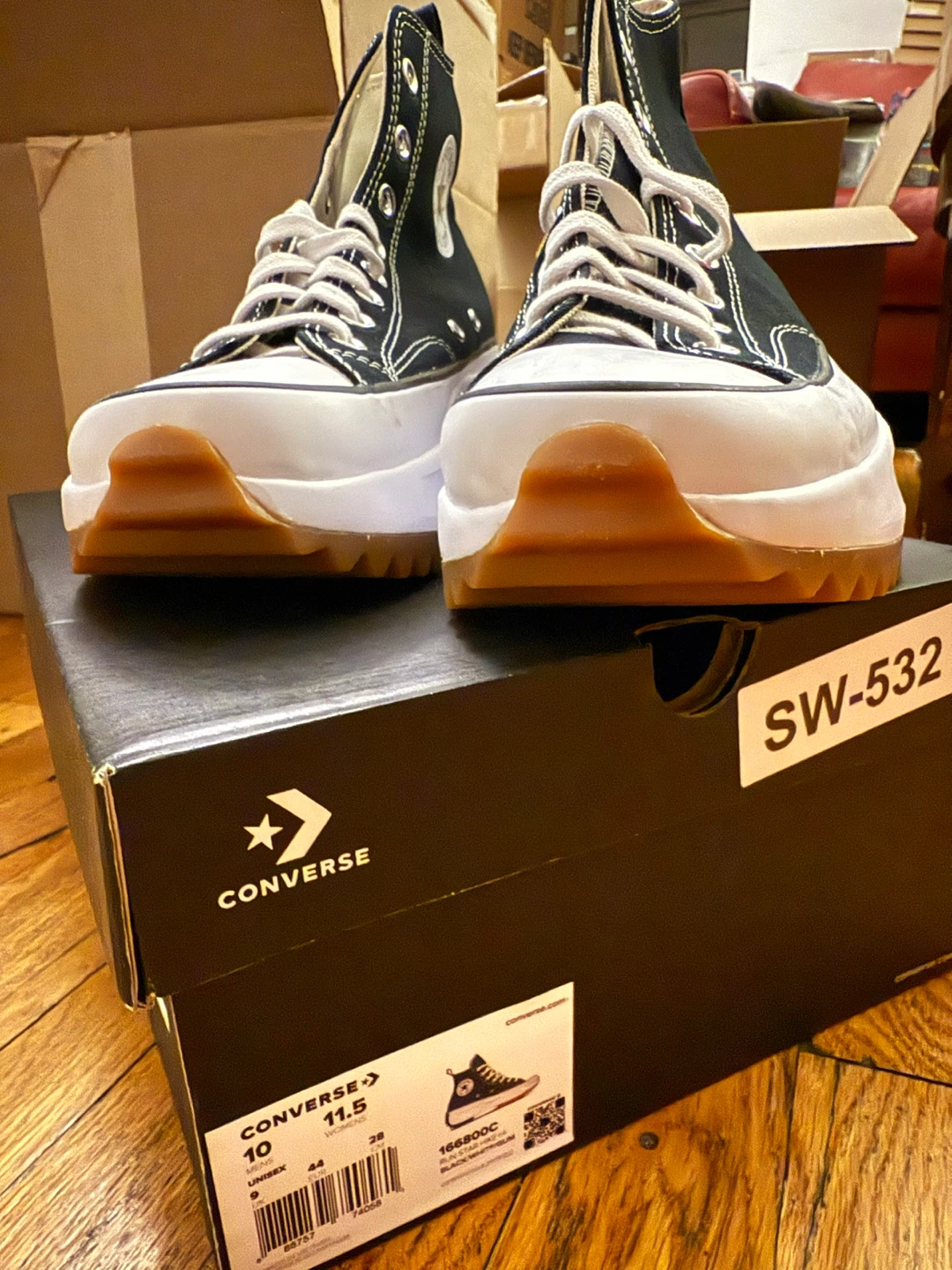 Converse Run Star Hi Black/White/Gum High Top Sneakers 10m 11.5w - photo 3