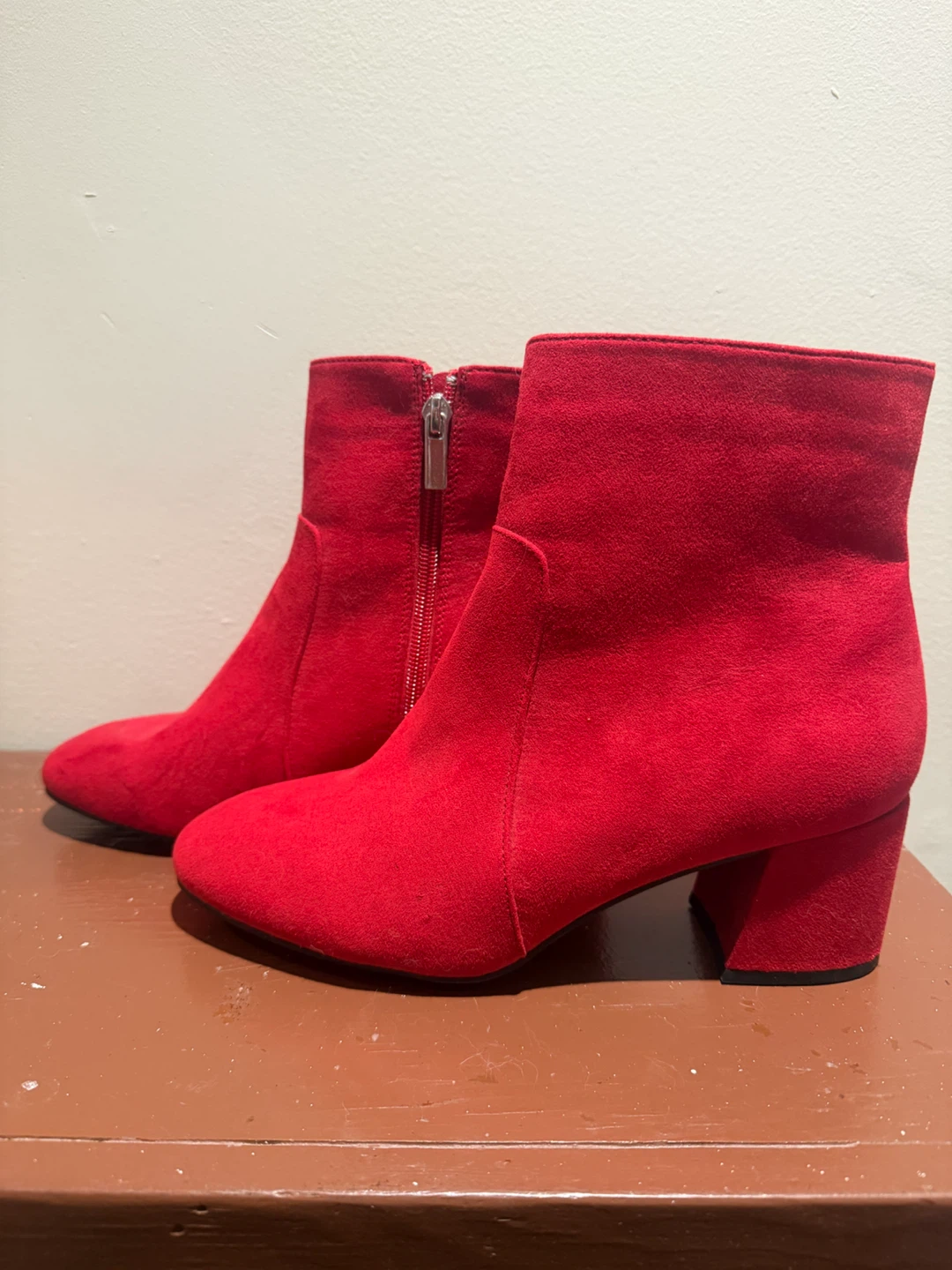 Red Suede Ankle Boots Size 9