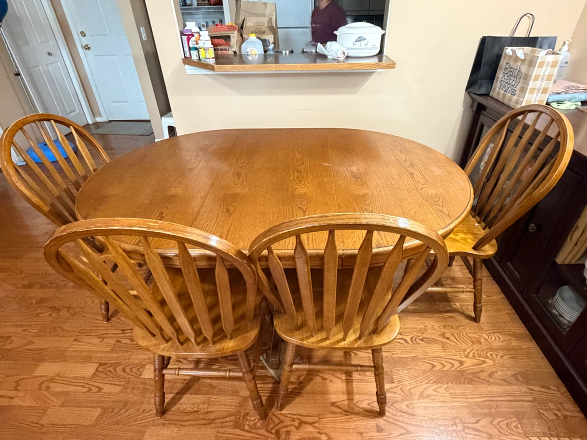 Wooden Dining Table with 4 Chairs