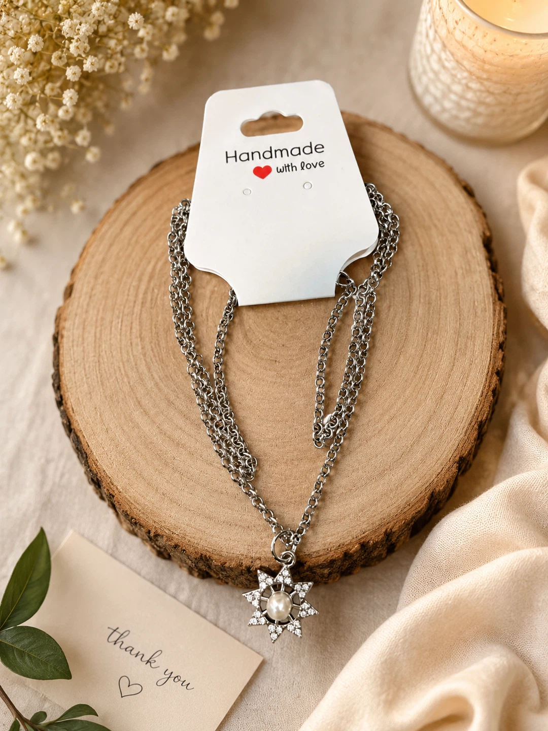 Handmade Starburst Pearl Necklace