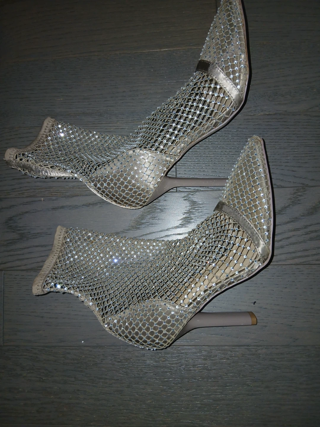 Silver Mesh Rhinestone Heeled Booties - photo 2