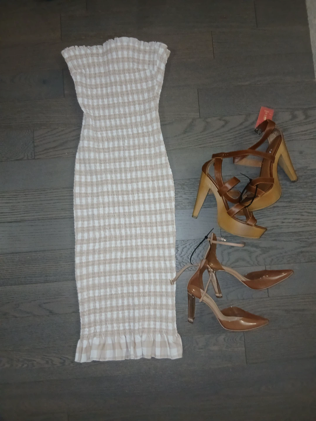 ALDO Women's Heels and plaid beige dress Zara