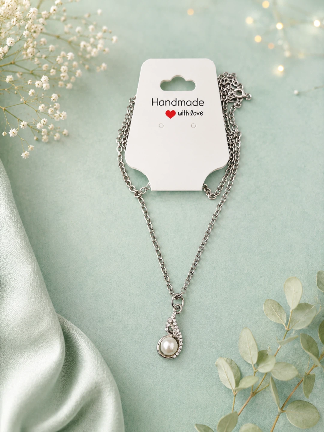 Handmade Necklace with Pearl Pendant