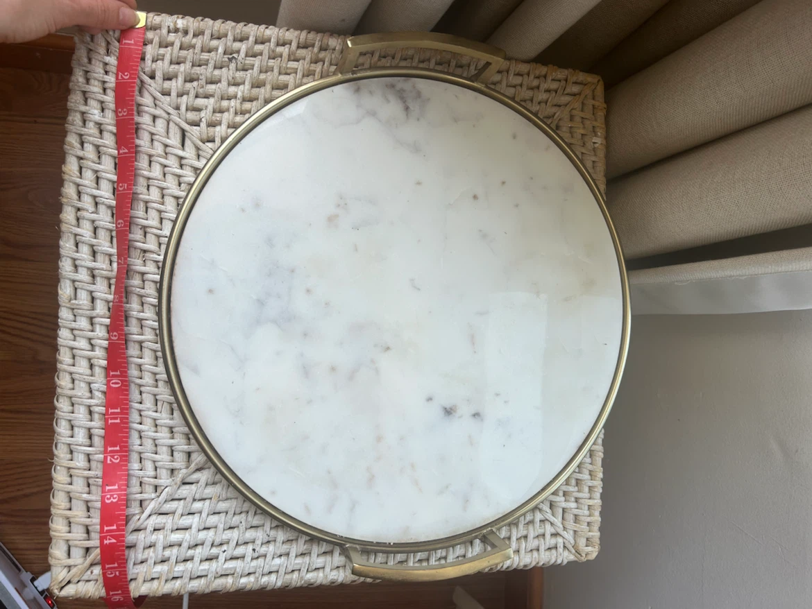 Round Marble Serving Tray with Gold Handles - photo 2