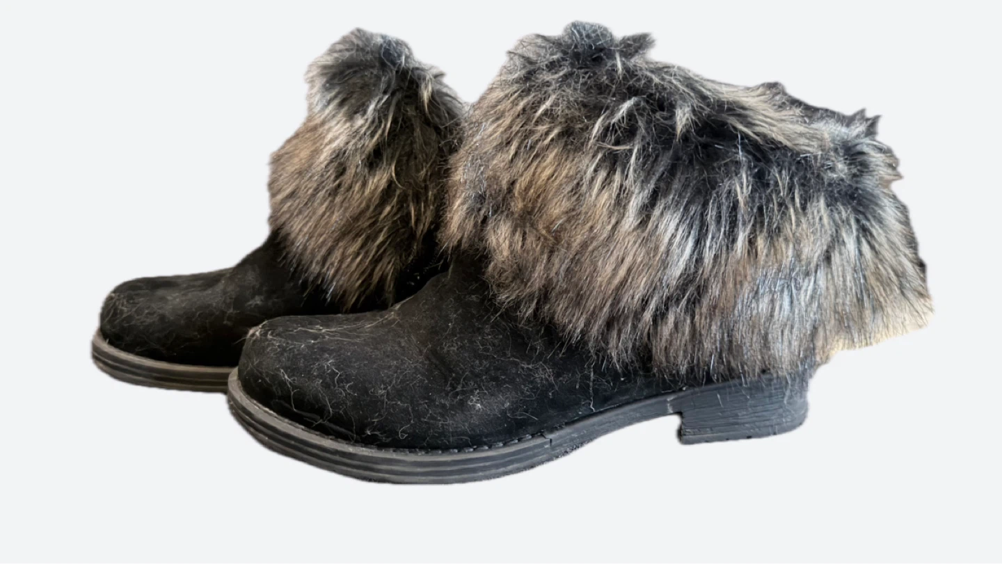 Black Fur Trim Boots